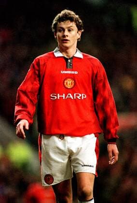 Ole Gunnar Solskjaer (ManU) Fußball Herren English Premier League, Saison 1996 1997, 1. Englische Division, Manchester United, Utd. Einzelbild Old Trafford Stadium Manchester