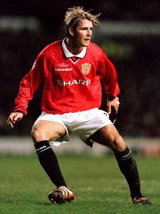 David Beckham (ManU) Fußball Herren English Premier League 1999 2000, 1. Englische Liga, Meisterschaft, Manchester United Einzelbild Old Trafford Manchester
