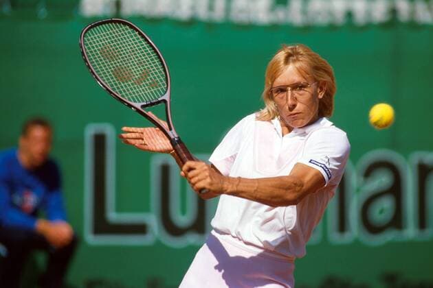 Martina Navratilova (USA) - Rückhand Tennis Damen German Open 1990, WTA-Tour, Sand, Sandplatztennis, Sandplatz, Sandplatzturnier Einzelbild LTTC Rot Weiß Berlin Hundekehle Berlin