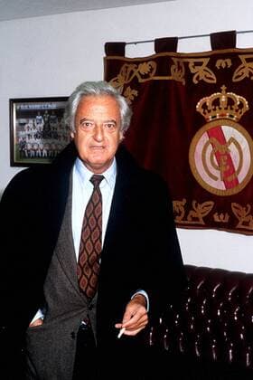 Präsident Ramon Mendoza (Real) Fußball Herren Primera Division 1988 1989, 1. Spanische Liga, CF Real Madrid Einzelbild Madrid