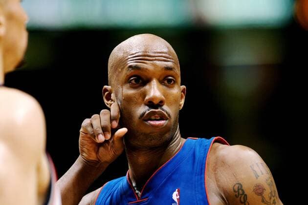 Chauncey Billups (Detroit Pistons) skeptisch Basketball Herren NBA Saison 2003 2004, New Jersey - Detroit Pistons 89:78, Vdig, Einzelbild New Jersey Skepsis,