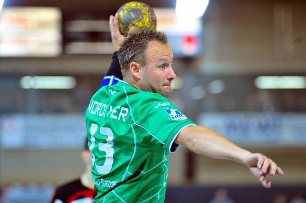 Christopher Nordmeyer (Hannover Burgdorf) Handball 2. BL Herren Saison 2008 2009, TSV Hannover Burgdorf Einzelbild Lübbecke Dynamik,