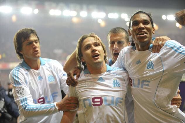 Boudewijn Zenden (Marseille, Mitte) - Torjubel -  Fußball Herren Ligue 1 2008 2009, 1. Französische Liga, Olympique de Marseille, OM Gruppe Paris Freude,