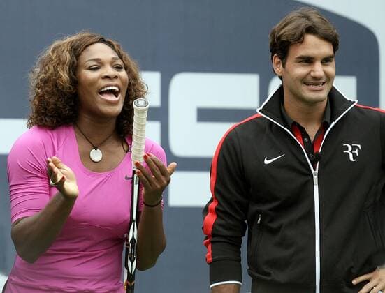 TENNIS - WTA, ATP, US Open 2009, Vorberichte - NEW YORK CITY,NEW YORK,USA,29.AUG.09 - TENNIS - WTA, ATP World Tour, Flushing Meadows US Open 2009, Grand Slam, Vorberichte, Arthur Ashe Kids Day. Bild zeigt Serena Williams (USA) und Roger Federer (SUI).