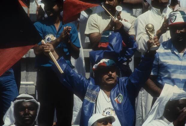 Fans aus Kuwait in Valladolid - WM 1982 Fußball WM Herren WM 1982, Länderspiel, Nationalteam, Gruppe Valladolid Freude,
