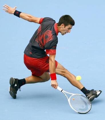 BEIJING, Oct. 9, 2010 - Novak Djokovic of Serbia hits a return during the men s singles semifinal at the China Open tennis tournament in Beijing, capital of China, Oct. 9, 2010.