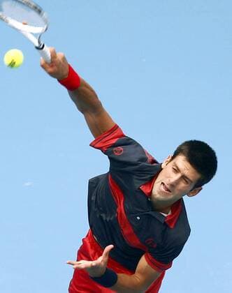 BEIJING, Oct. 9, 2010 - Novak Djokovic of Serbia serves the ball during the men s singles semifinal at the China Open tennis tournament in Beijing, capital of China, Oct. 9, 2010.