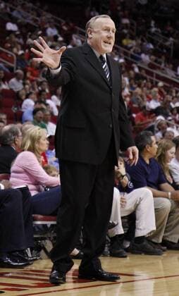 April 03, 2011: Houston Rockets head coach Rick Adelman reacts to a call during the first half of the NBA basketball game between the Atlanta Hawks and the Houston Rockets at the Toyota Center in Houston, TX. - ZUMAc04