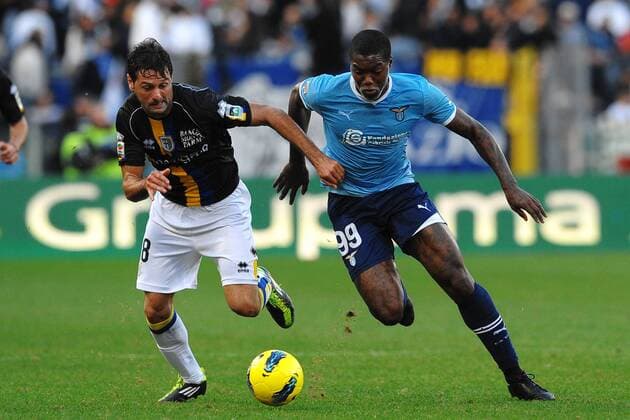Massimo GOBBI Parma, Djibril CISSE Lazio - Roma, 6 11 2011 - Stadio Olimpico - Serie A 2011 2012 - Lazio Roma vs FC Parma - andreaxstaccioli