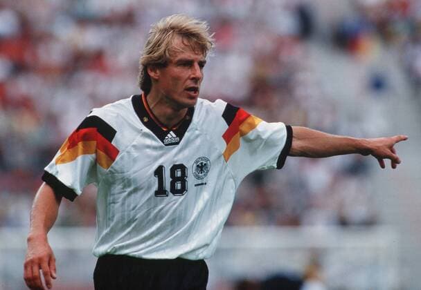 Fußball, EM Finale 1992 in Göteborg, Dänemark - Deutschland 2:0 Fussball Herren Länderspiel Fussball EM 1992 in Schweden Europameisterschaft Deutschland Nationalmannschaft : Jürgen Klinsmann