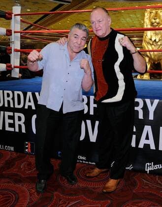 Feb. 18, 2012 - Las Vegas, Nevada, US - Retired boxers GEORGE CHUVALO (L) and CHUCK WEPNER pose for a photo during a meet and greet session at the MGM Grand Hotel on Saturday, Feb. 18, 2012 in Las Vegas, Nevada. The boxers greeted boxing fans at the MGM in conjunction with the Keep Memory Alive s 16th Annual Power of Love Gala honoring Muhammad Ali s 70th birthday. Boxers Sign Autographs In Las Vegas - ZUMAbk3