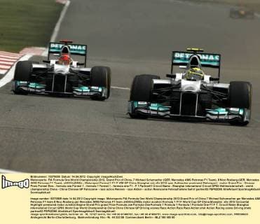 Motorsports: FIA Formula One World Championship 2012, Grand Prix of China, 7 Michael Schumacher (GER, Mercedes AMG Petronas F1 Team), 8 Nico Rosberg (GER, Mercedes AMG Petronas F1 Team), xHOCHxZWEIx