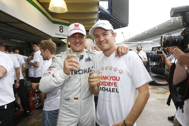 Motorsports: FIA Formula One World Championship 2012, Grand Prix of Brazil, 7 Michael Schumacher (GER, Mercedes AMG Petronas F1 Team), 8 Nico Rosberg (GER, Mercedes AMG Petronas F1 Team), xHOCHxZWEIx
