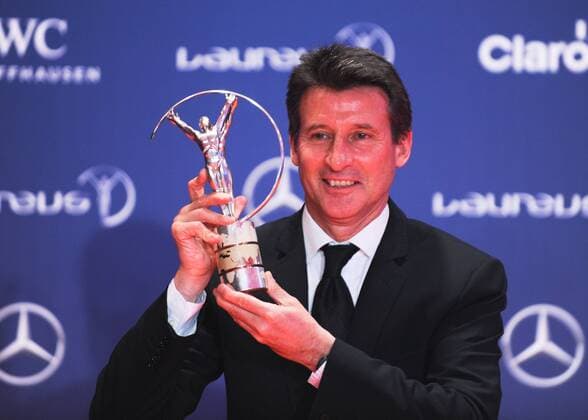 RIO DE JANEIRO, March 11, 2013 -- Sebastian Coe, winner of Laureus Lifetime Achievement Award poses with his trophy during the Laureus World Sports Awards 2013 ceremony, held in Rio de Janeiro, Brazil, March 11, 2013. (Xinhua Weng Xinyang) BRAZIL-RIO DE JANEIRO-LAUREUS AWARDS 