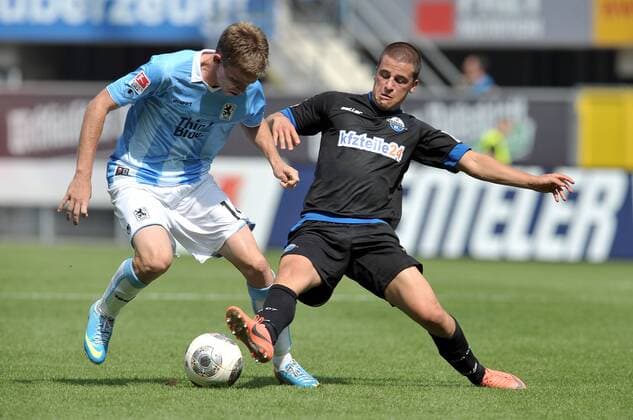 25-08-2013 pmk MU144752 Fussball Herren 2.Bundesliga Saison 2013 2014 SC Paderborn - TSV 1860 Muenchen Marin TOMASOV 1860Muenchen Diego DEMME Paderborn