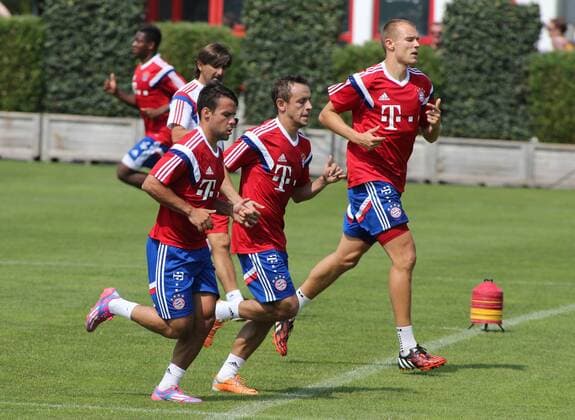 17.07.2014,FC Bayern Training, Säbenerstrasse, München, Fussball,Sport,im Juan Bernat, Rafinha und Holger Badstuber EP_prz
