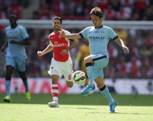 FA Community Shield - Arsenal v Manchester City . . Wembley, Middlesex, UK . . 10.08.2014 David Silva (MC)