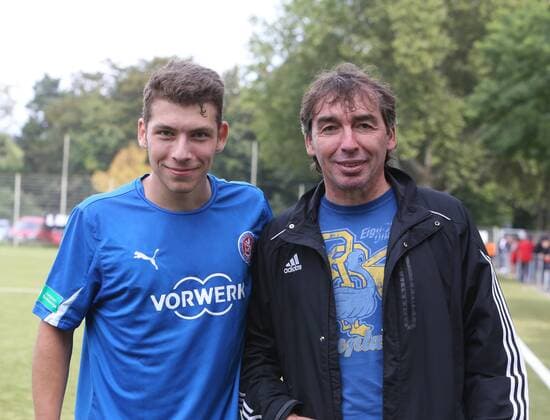 A-Junioren, Bundesliga, Staffel West, Saison 2014 2015, 4. Spieltag, Fortuna Düsseldorf - Wuppertaler SV, -- Patrick Nemec (Wuppertaler SV A Junioren links) mit Vater Jiri (EX Profi Schalke 04 )