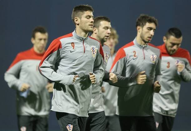 Croatian national football team training 14.11.2014., Zagreb, Croatia - Croatian national football team training at Maksimir stadium as part of the preparations for the qualifying match against Italy in Milan, for European Championship.Andrej Kramaric, Domagoj Antolic. IgorxKralj PIXSELL