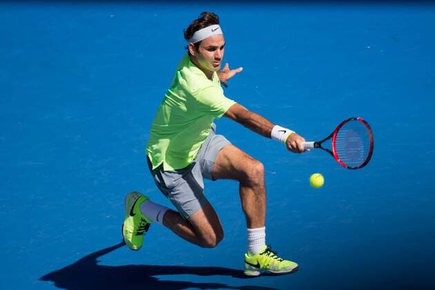 January 23, 2015: 2nd seed Roger Federer (SUI) in action in a 3rd round match on day five of the 2015 Australian Open grand slam tennis tournament at Melbourne Park in Melbourne, Australia. - ZUMAc04_