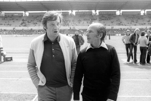Eintracht Frankfurt - FC Bayern München: Die Trainer Gyula Lorant (li., Frankfurt) und Dettmar Cramer (Bayern)