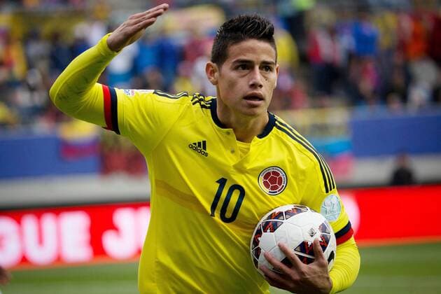 Colombia s James Rodriguez reacts during the Group C match against Peru at the 2015 America Cup, held at German Becker in Temuco, Chile, July 21, 2015. The match ended with 0-0. Pedro Mera) (vf) (SP)CHILE-TEMUCO-COPA AMERICA-COLOMBIA VS PERU LuisxEcheverria 