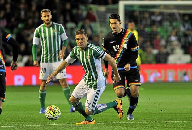 Joaquin y Miku. Liga BBVA match between Betis Sevilla Real and Rayo Vallecano . In this picture, Joaquin and Miku. xKIKOxHURTADOx 