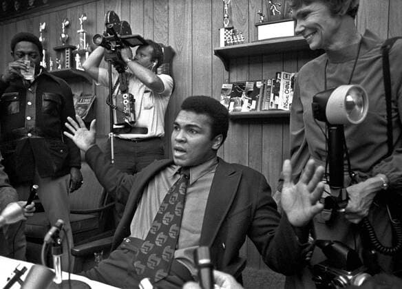 June 4, 2016 - Modesto, California, U.S. - Modesto, California, May 18, 1971.Sportsmen of Stanislaus Club invited Muhammad Ali to speak in Modesto. In the past, the SOS Club had hosted other boxing greats such as Max Baer, Jack Dempsey, Joe Louis, Rocky Marciano and Joe Frazier. One month later in June of 1971, the Supreme Court ruled in favor of Ali on the issue of his draft evasion conviction, clearing the way for him to box and eventually regain his title. SOS was a male-only organization at that time and charged $5.00 per dinner ticket..Photo By California News - June 4, 2016 - ZUMAm11