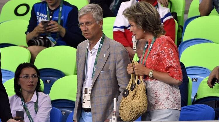 King Philippe - Filip of Belgium and Queen Mathilde of Belgium pictured during the women s -48kg judo competition at the 2016 Olympic Games Olympische Spiele Olympia OS in Rio, Saturday 06 August 2016, in Rio, Brazil. ERICxLALMAND x04904799x
