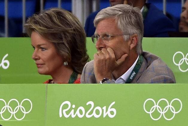 Queen Mathilde of Belgium and King Philippe - Filip of Belgium pictured during the women s -48kg judo competition at the 2016 Olympic Games Olympische Spiele Olympia OS in Rio, Saturday 06 August 2016, in Rio, Brazil. ERICxLALMAND x04904806x
