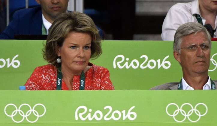 Queen Mathilde of Belgium and King Philippe - Filip of Belgium pictured during the women s -48kg judo competition at the 2016 Olympic Games Olympische Spiele Olympia OS in Rio, Saturday 06 August 2016, in Rio, Brazil. ERICxLALMAND x04904825x