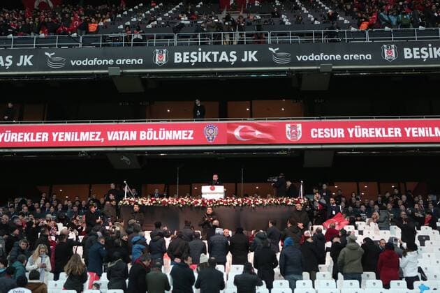 Turkish President Recep Tayyip Erdogan speaks before a friendly football match held for the martyrs killed on the recent terror attacks in Turkey, at Vodafone Arena in Istanbul, Turkey on December 22, 2016. Foreign and Turkish footballers from Turkish Spor Toto Super League s 18 team, compete at the friendly match and the income of the match will be donated to relatives of the martyrs.  Copyright: TolgaxAdanali 15587357