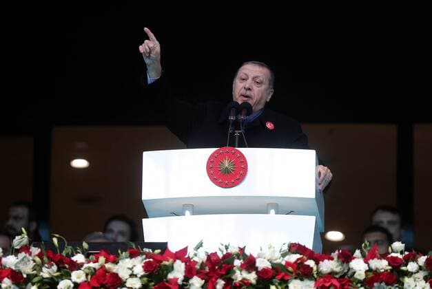 Turkish President Recep Tayyip Erdogan speaks before a friendly football match held for the martyrs killed on the recent terror attacks in Turkey, at Vodafone Arena in Istanbul, Turkey on December 22, 2016. Foreign and Turkish footballers from Turkish Spor Toto Super League s 18 team, compete at the friendly match and the income of the match will be donated to relatives of the martyrs.  Copyright: TolgaxAdanali 15587362