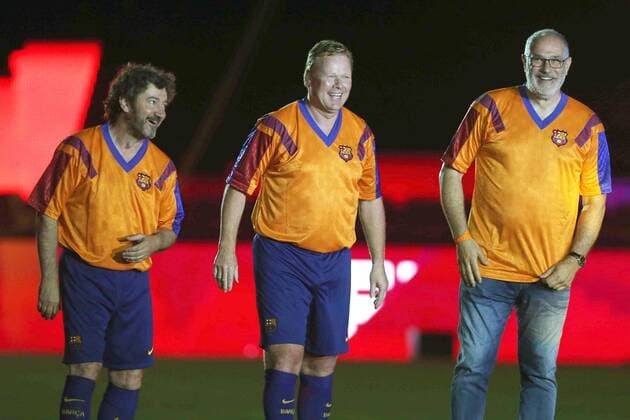 Former FC Barcelona Barca s Jose Mari Bakero (L), Dutch Ronald Koeman (C) and Andoni Zubizarreta participate in the commemoration the 25th anniversary of the Club s first ever European Cup title claimed at Wembley in 1992, at Nou Camp stadium in Barcelona, 10 June 2017. FC BARCELONA COMMEMORATES THE 25TH ANNIVERSARY OF THE ACHIEVEMENT OF THE FIRST EUROPEAN CUP !ACHTUNG: NUR REDAKTIONELLE NUTZUNG!  Copyright: xTonixAlbirx GRA467 20170611-636327399302638189