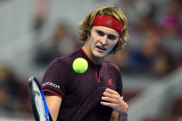 (171006) -- BEIJING, Oct. 6, 2017 -- Alexander Zverev of Germany reacts during the men s singles quarter-final match against Andrey Rublev of Russia at the China Open tennis tournament in Beijing on Oct. 6, 2017. )(dx) (SP)CHINA-BEIJING-TENNIS-CHINA OPEN(CN) JuxHuanzong