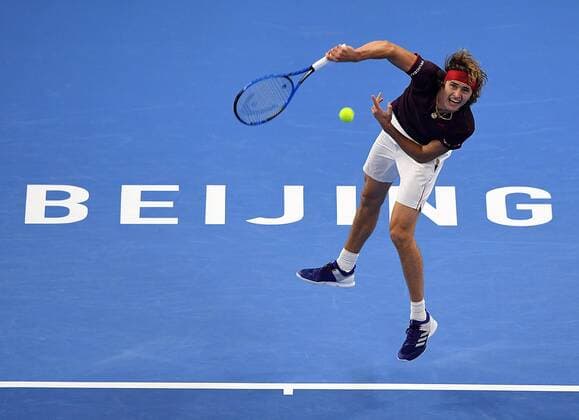 (171007) -- BEIJING, Oct. 7, 2017 -- Alexander Zverev of Germany serves during the men s singles semifinal match against Nick Kyrgios of Australia at the China Open tennis tournament in Beijing on Oct. 7, 2017. Alexander Zverev lost 0-2.)(wdz) (SP)CHINA-BEIJING-TENNIS-CHINA OPEN(CN) HexChangshan