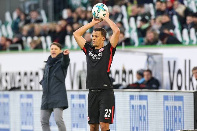 Timothy Chandler Eintracht Frankfurt 1 football Bundesliga season 2017 2018 VfL Wolfsburg vs Eintracht Frankfurt in the Volkswagen Arena in Wolfsburg Germany football man men 20 01 2018