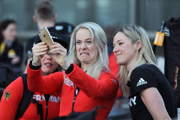 VL Laura Dahlmeier Maren Hammerschmidt and Denise Herrmann biathlon departure of the athletes of the German Olympic team from Munich Airport to the 05 02 towards 2018 PyeongChang Munich Copyright: xEIBNER MarcelxEngelbrechtx EP_MET