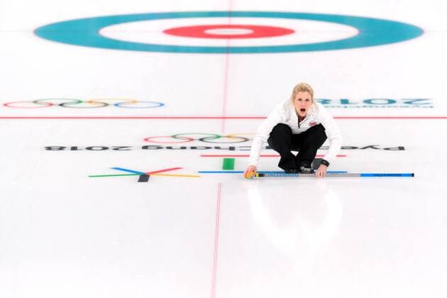 180208 Kristin Moen Skaslien of Norway during the round robin of the curling mixed doubles ahead of the 2018 Winter Olympics on February 8 2018 in Pyeongchang Photo Carl S BILDBYR N code CS 57999 273  Copyright: CARLxSANDIN BB180208CS006