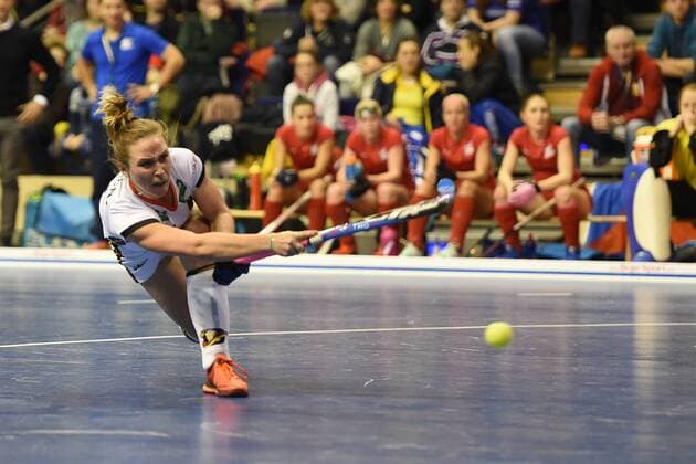 Indoor Hockey women World Cup 2018 Group B match 4 United Kingdom Czech Republic Nike Lorenz nr 4 Germany forgives the penalty 08 02 18 Copyright: xMichaelxHundtx xMatthiasxKochx