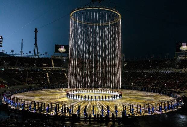 09 02 2018 Olympic Stadium PyeongChang KOR PyeongChang 2018 opening ceremony in the image summary view a general choreography choreography during the opening ceremony of the PyeongChang 2018 Winter Olympic Games at the Olympic Stadium in PyeongChang of South Korea on 2018 02 09 PyeongChang  EX_GRO