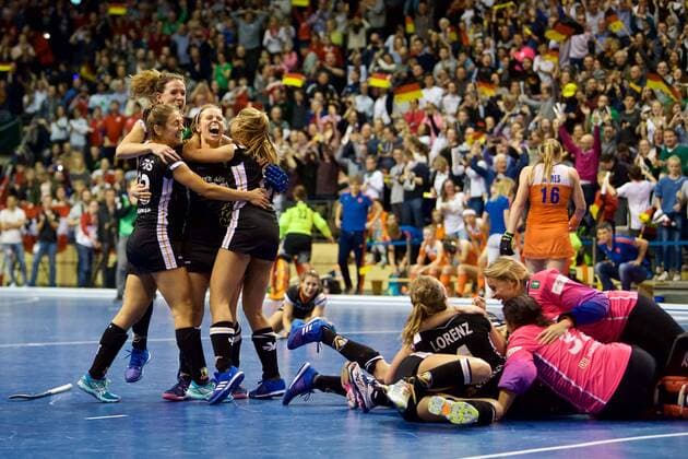 Hockey Berlin 11 02 2018 Indoor Hockey World Championships Indoor Hockey World Cup 2018 women women women s final Germany GER NED 2 Netherlands 1 Germany is world champion rejoicing after the end of the game