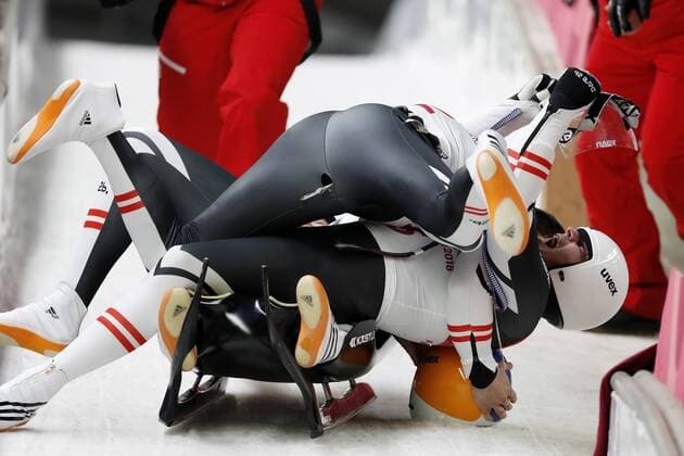 Peter PENZ with FISCHLER Georg Team AUT Luge doubles 3 place Olympic Winter Games 2018 PyeongChang of South Korea at the Winter Olympics 2018 PyeongChang 14 February 2018