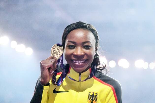 Birmingham Great Britain Athletics Athletics Track and Field IAAF Athletics Halls World Championships Birmingham 2018 IAAF World Indoor Championships Birmingham 2018 01 03 04 03 2018 Birmingham Arena Birmingham Sosthene Moguenara Germany with bronze medal Long Jump Women Final Copyright Gladys Chai of the Laage