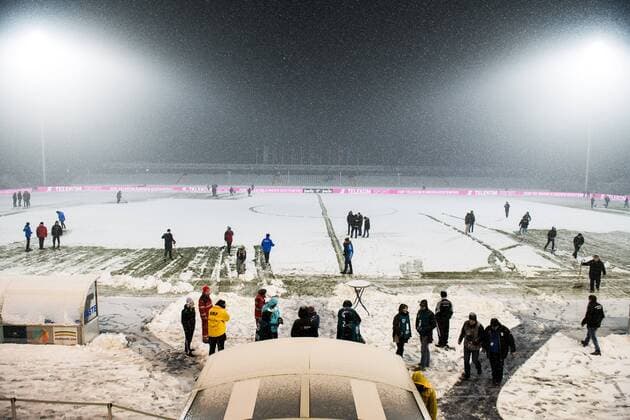 3 League Season 2017 2018 Home Match FC Carl Zeiss Jena vs. FC Würzburger Kickers on 6 March 2018 Game Cancellation in Jena Picture from shortly before the game cancellation Ernst Abbe Sportfeld