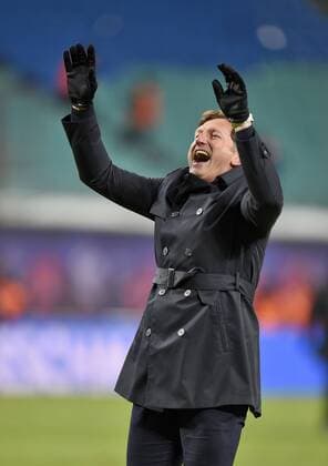 18 03 2018 Soccer 1 Liga 2017 2018 27 Round RB Leipzig FC Bayern Munich in the Red Bull Arena Leipzig Coach Ralph Hasenhüttl RB Leipzig cheers
