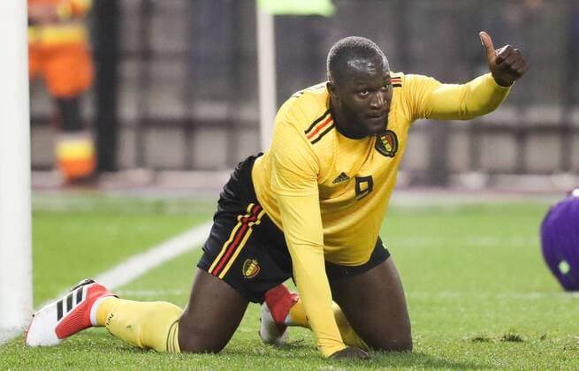 Belgium s Romelu Lukaku gestures during a friendly game between the Red Devils Belgian National soccer team and Saudi Arabia, in Brussels, Tuesday 27 March 2018. VIRGINIExLEFOUR  x05319666x