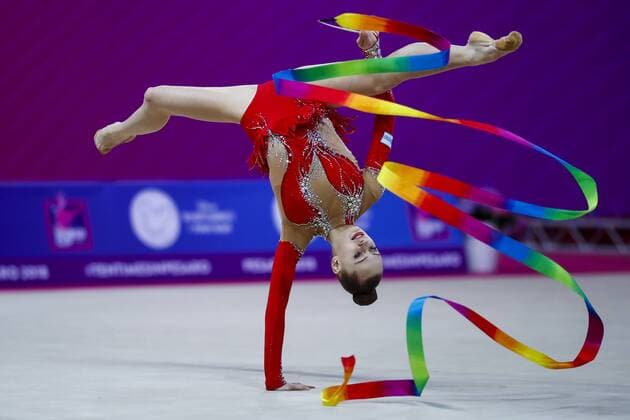 10th Rhythmic Gymnastics Worldcup Pesaro 14 04 2018 Denisa Mailat ROU 10th Rhythmic Gymnastics World Cup Pesaro on 14 04 2018 at the Adriatic Arena in Pesaro Italy c U Fassbender xufax