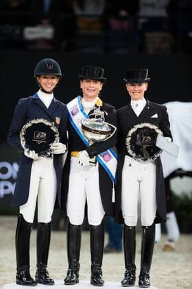 Paris France 14 4 2018 Sport Equestrian LONGINES FEI World Cup Finals Paris Longines FEI World Cup Dressage Final II Picture shows WERTH Isabell Laura Graves Jessica Bredow Werndl 14 04 18 Paris France Equestrian Sport LONGINES FEI World Finals Paris Longines FEI World Cup Dressage Final II Image shows WERTH Isabell Laura Graves Jessica von Bredow Werndl