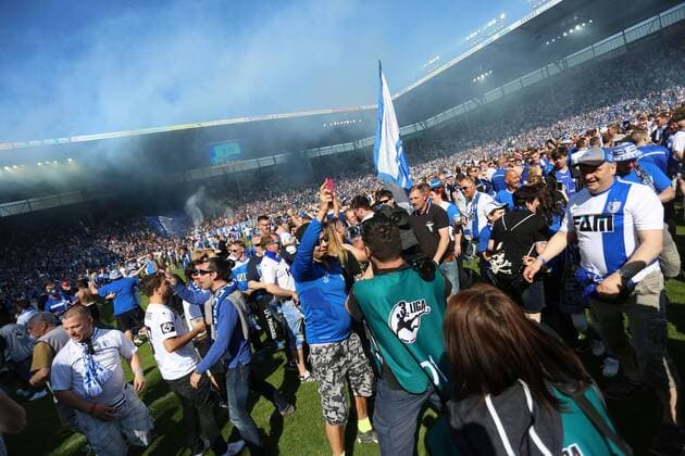 21 04 2018 xcsx Football 3 Liga 1 FC Magdeburg Fortuna Koeln emspor v l Square storm celebrates Magdeburg celebrates promotion Magdeburg